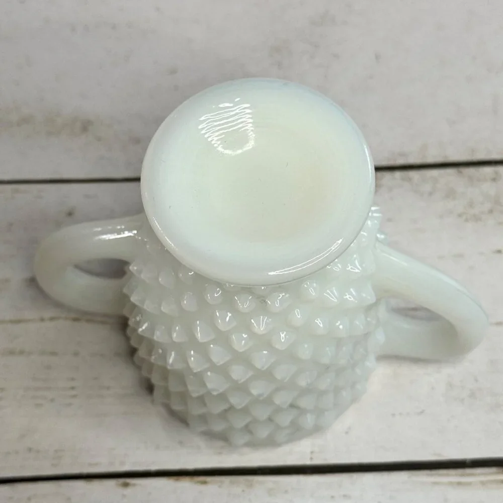 Vintage Fenton Milk Glass Hobnail Creamer & Sugar‎ Bowl Set White